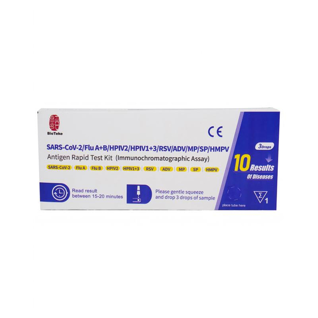 Atemweg 10 in 1 SARS-CoV-2/GLIM A+B/HPIV2/HPIV1+3/RSV/ADV/MP/SP/HMPV-Antigen-Rapid-Testkit