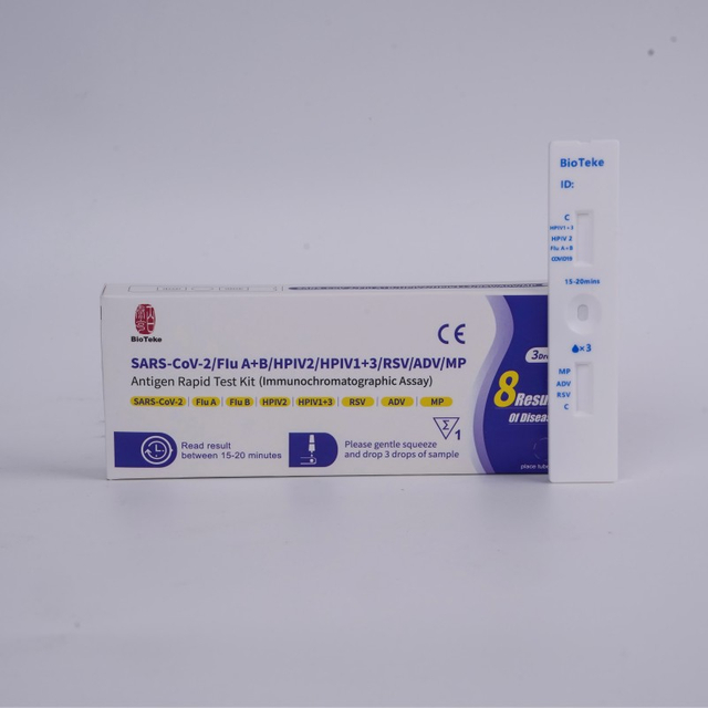 8-in-1 SARS-CoV-2/Grippe A+B/HPIV2/HPIV1+3/RSV/ADV/MP-Antigen-Schnelltestkit