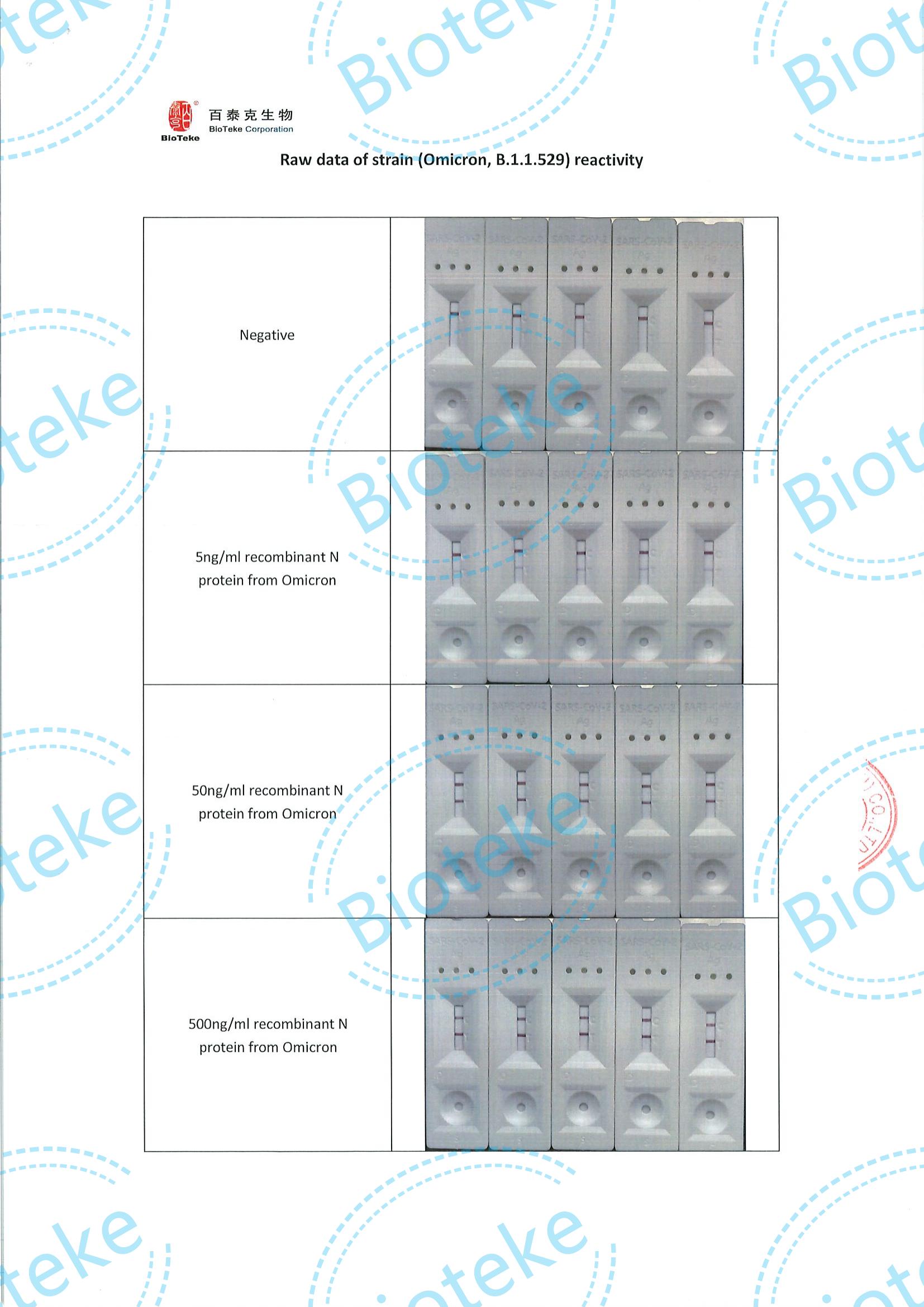 BIOTEKE_SARS-COV-2 Antigen-IVD-Kit Anhänger-Nasen-Testbewertung von Stamm (Omicron) Reaktivität_03